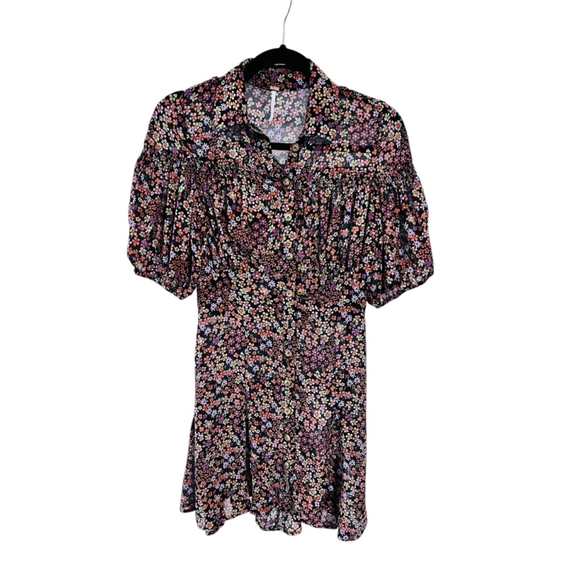Free People Bonnie Floral Mini Dress Size XS Short Sleeve Lightweight Boho $128 - Picture 1 of 5
